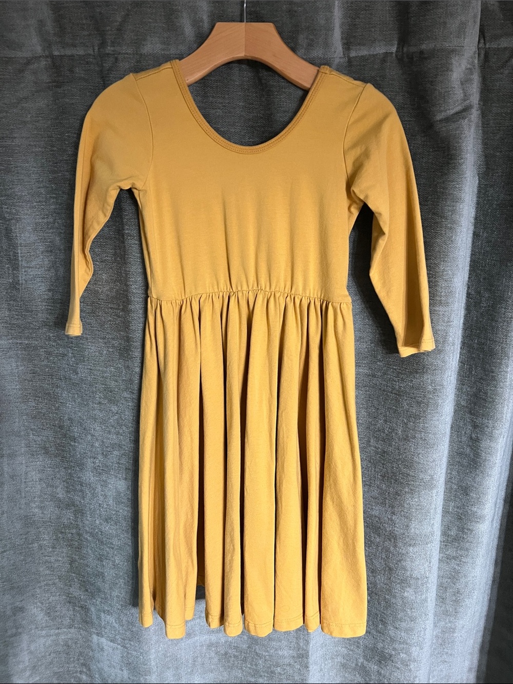 Alice+Ames Girls' Mustard Long-Sleeve Twirl Dress (7T)